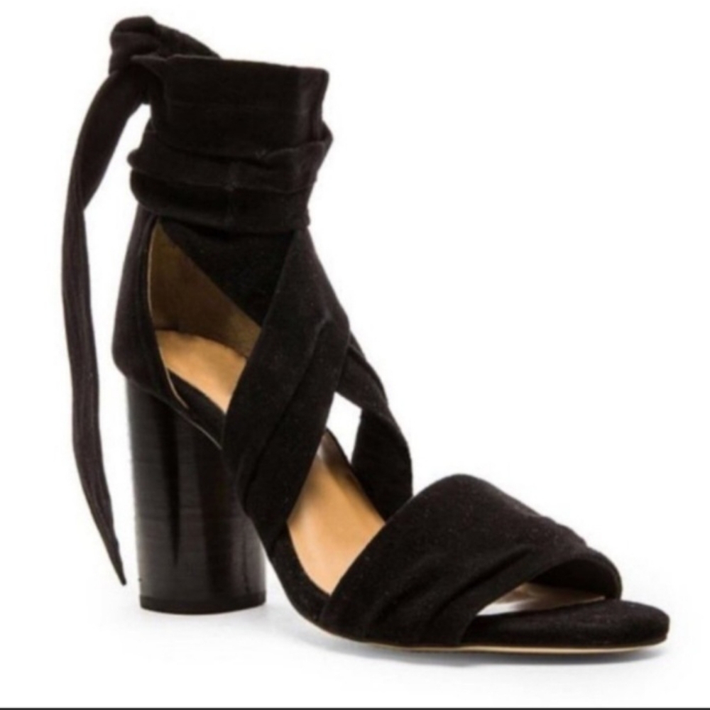 RAYE Mia Ankle Tie Wrap Black Leather Size 8